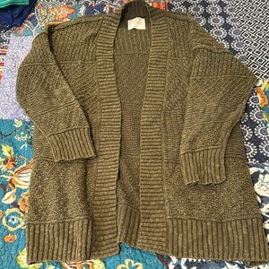 Lucky Brand Green Chunky Knit Cardigan Sweater